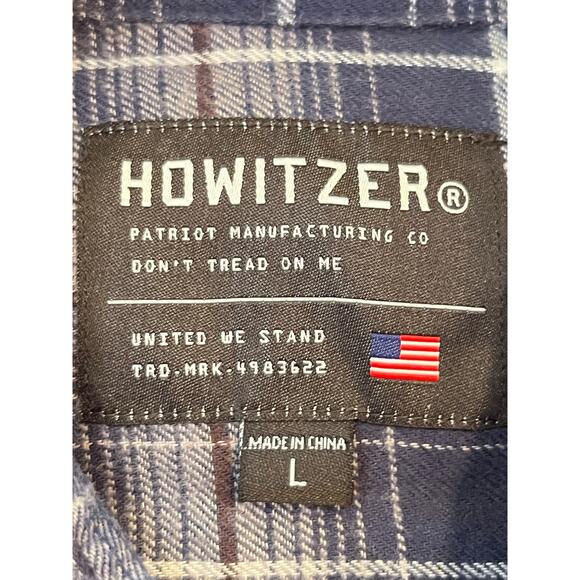 Howitzer Men's Size Large Blue Plaid Long Sleeve Button Up Flannel Shirt - Picture 2 of 7